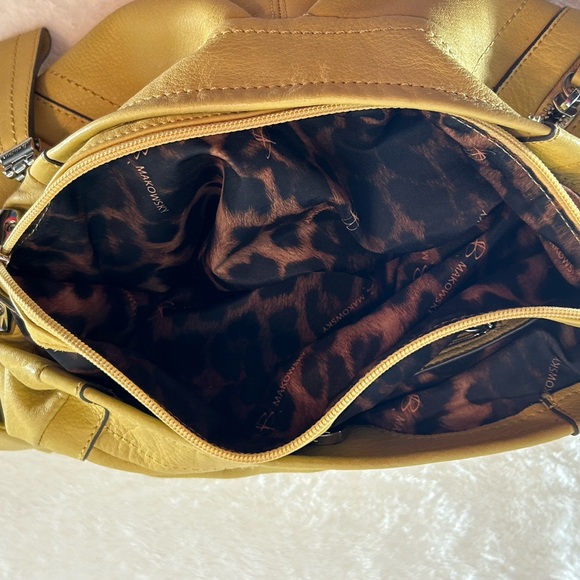 B. Makowsky Mustard Yellow Soft Leather Shoulder Purse Bag - Picture 6 of 12